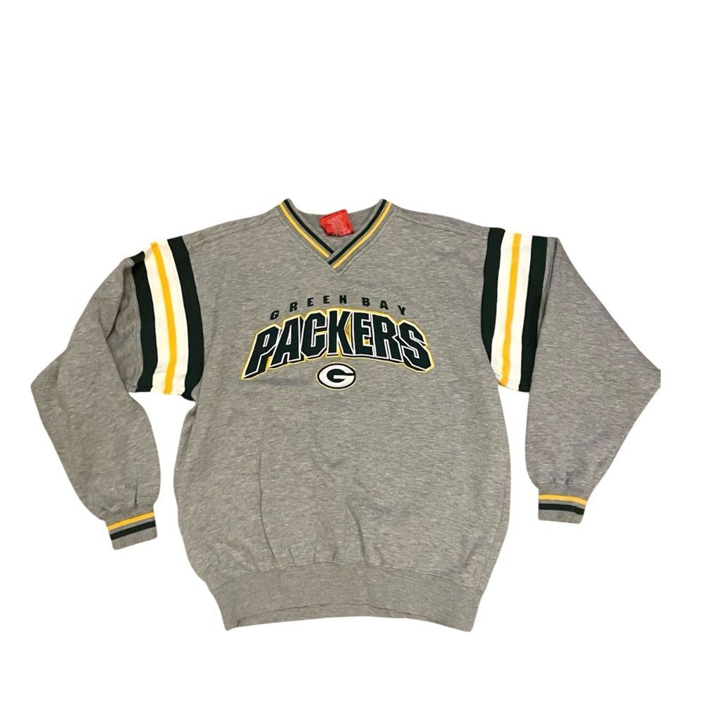 Vintage men's NFL Green Bay Packers football embroidered V neck sweatshirt med